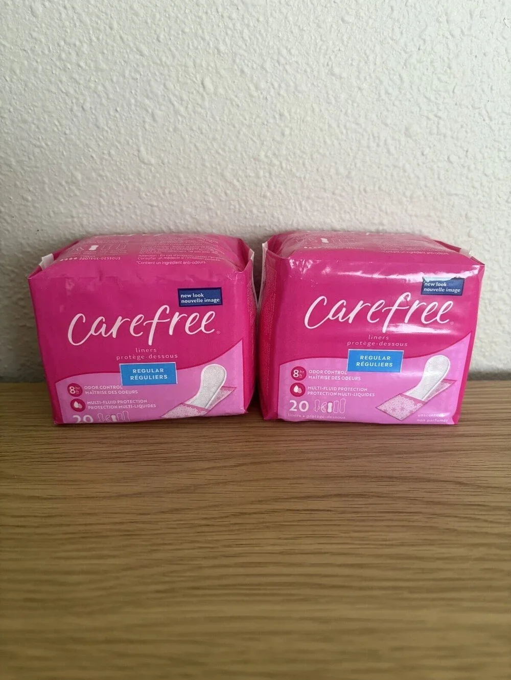 NEW Lot of 2 Carefree Regular Panty Liners 20 Count Each Unscented Odor Control